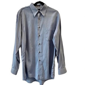 Calvin Klein Men’s Textured Birdseye Button-Down Shirt Blue Cotton Size Large